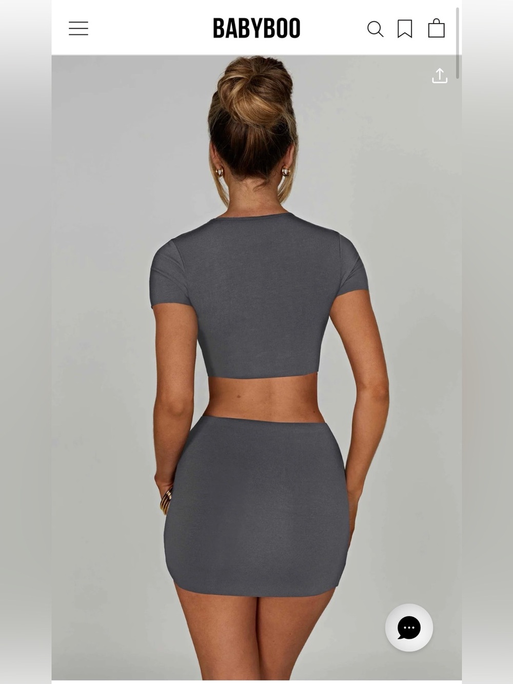 🤎BABYBOO Brown Two-Piece Crop Top & Skirt Set XS top/S bottom - never worn !🤎 - Picture 2 of 8